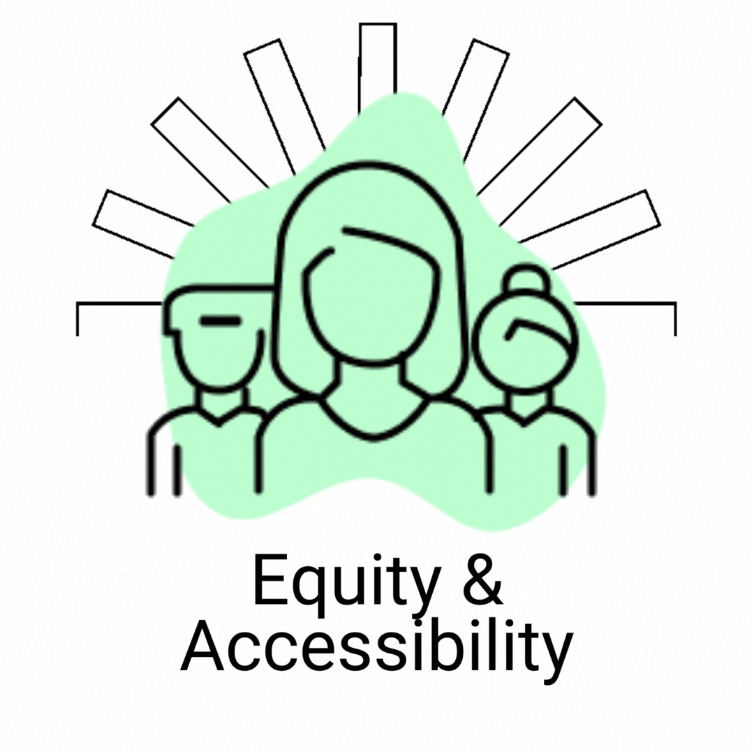 Three people standing in a halo, meant to indicate equity.