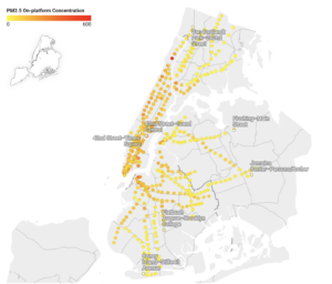 data map of pm2.5 on-platform concentration