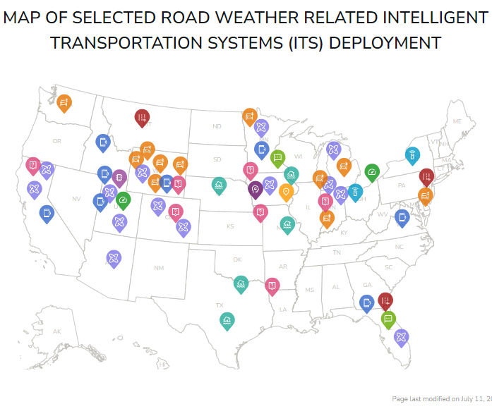 Map of Selected Road Weather Related ITS