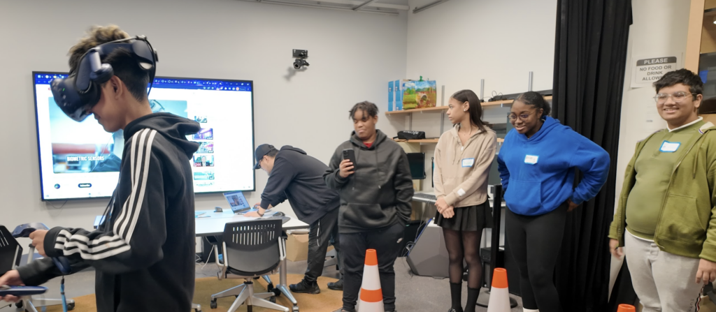students using VR headset technology