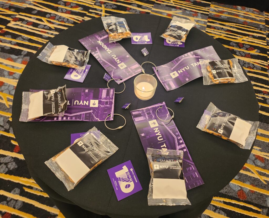 photo of NYU and C2SMART swag at the NYU TRB reception