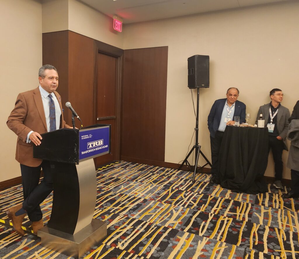 NYU's Prof. Iskander giving remarks at the NYU TRB reception