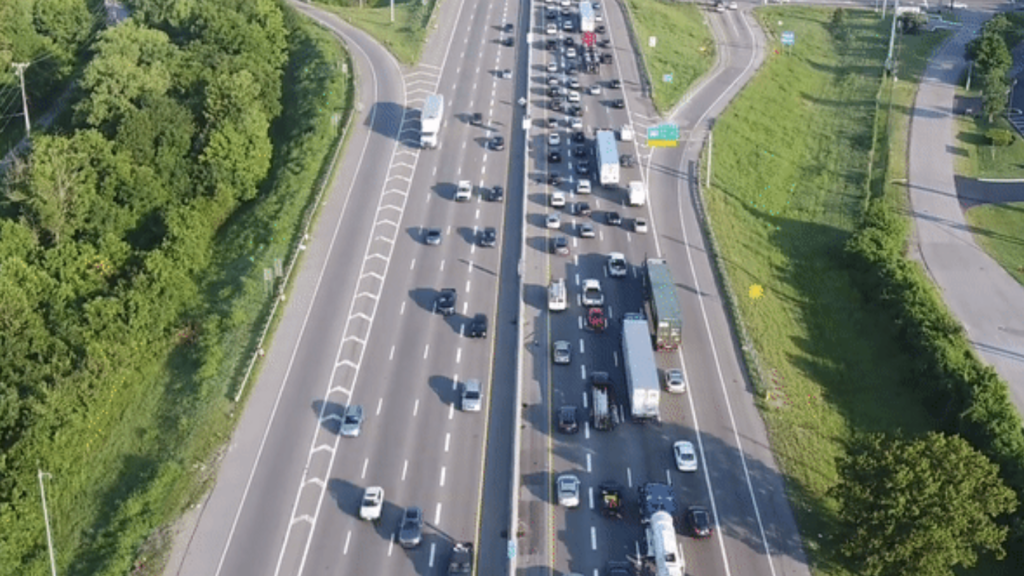 aerial snap of traffic on a highway