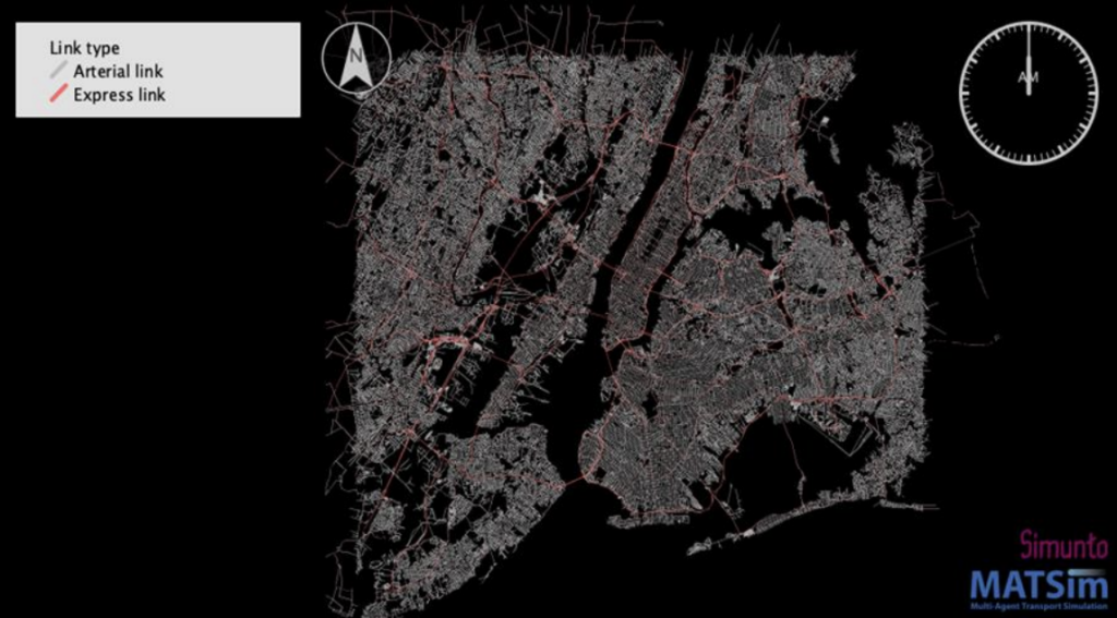 Screenshot of MATSim overlay of NYC links