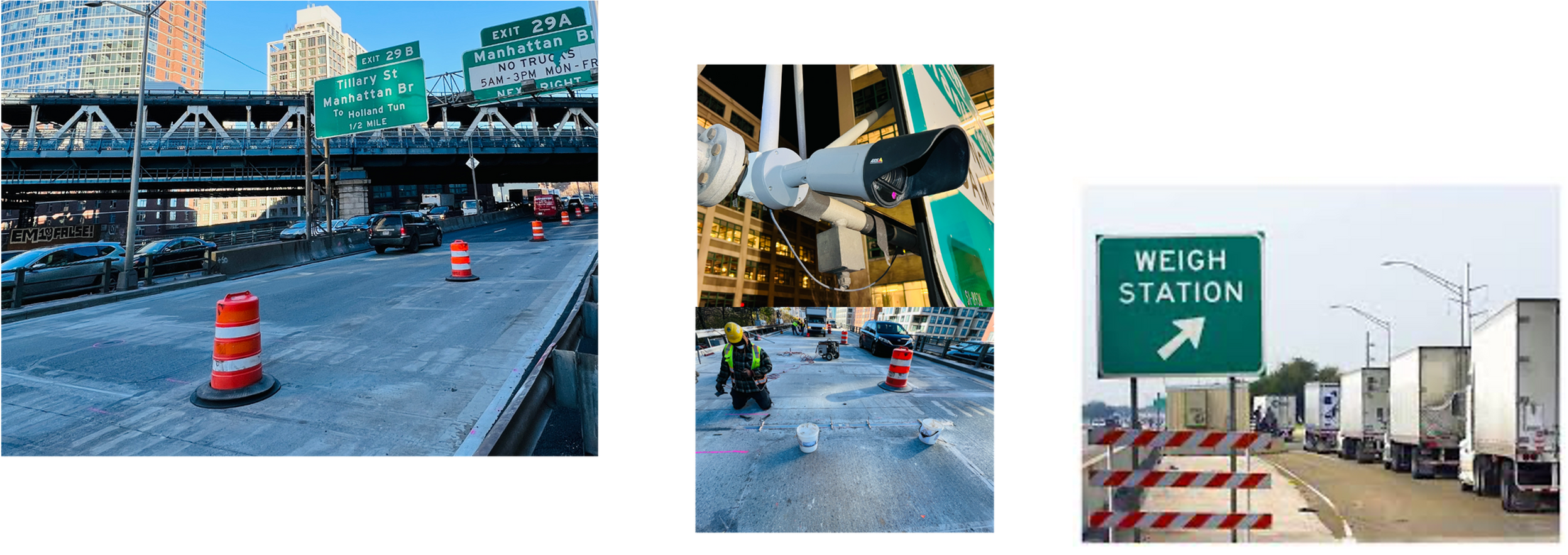 triptych of 3 BQE construction images