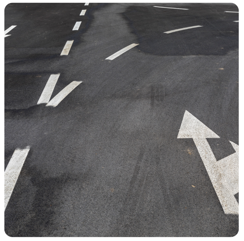 road with arrows painted on