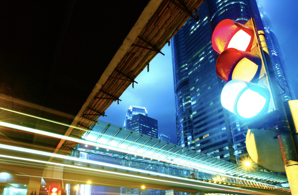 traffic lights at night