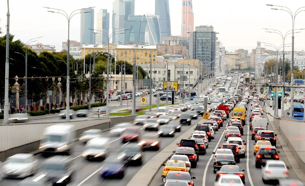 daytime traffic in a city
