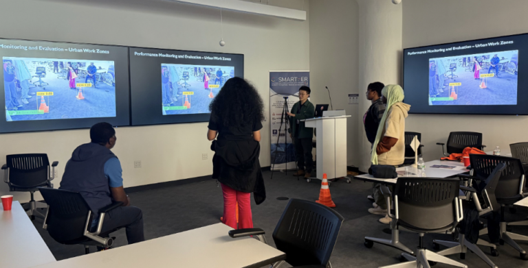 students testing computer vision tech at Stem Day