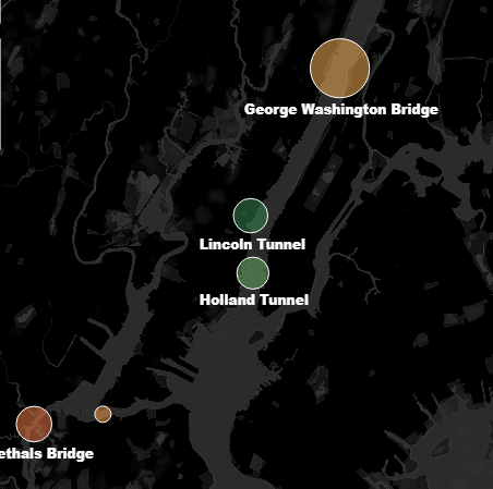 Visualization of crossing volumes in Manhattan