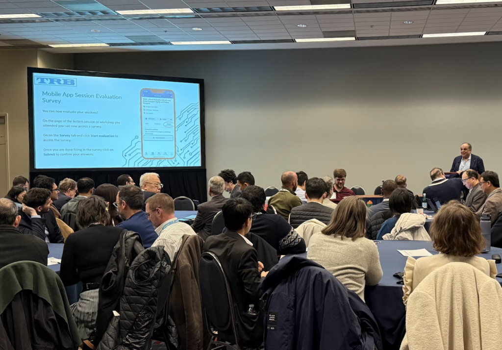 Dr. Ozbay presenting to a full room at TRB