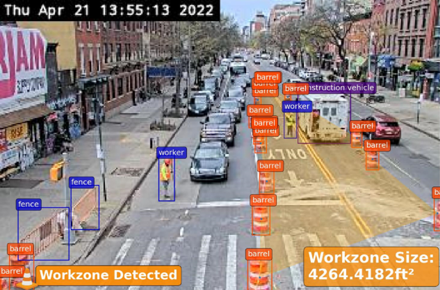 New York City street with work zone detection