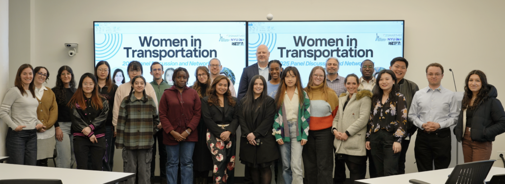photo of the panelists and audience attendees at the Women in Transportation panel