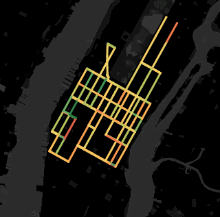 Visualization of vehicle speeds in Manhattan