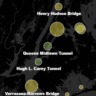 Visualization of crossing volumes in Manhattan