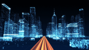 gif of a digitized city