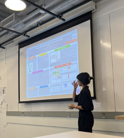student presenting in a classroom