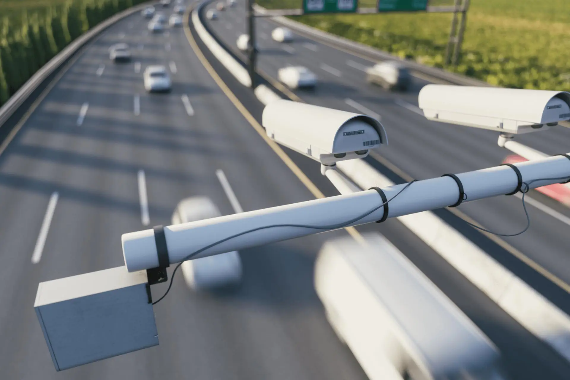 Speed camera over a busy highway